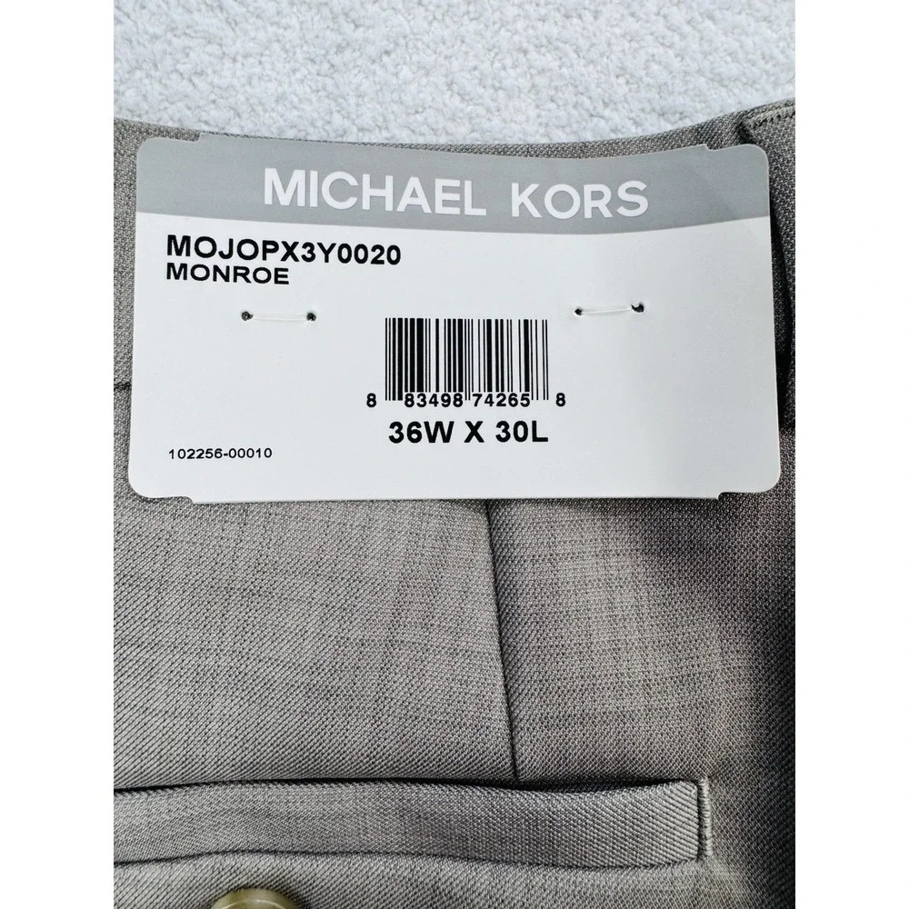 Michael Kors Mens Dress Pants Gray Monroe Slacks Flat Front 36x30 NWT